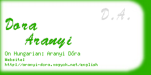 dora aranyi business card